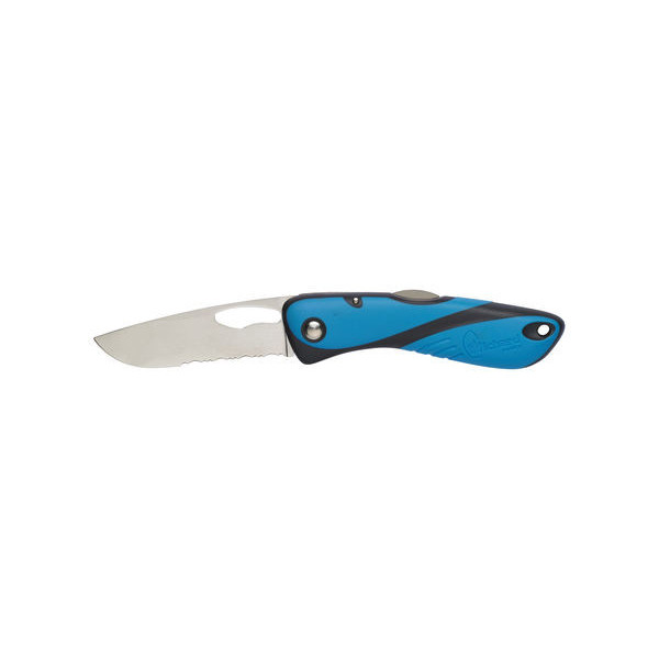 Couteau Offshore lame crantée bleu